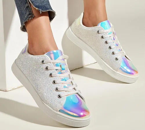 Miniatura 5 de LUCKY STEP - Tenis de moda para mujer, con brillantina y cordones