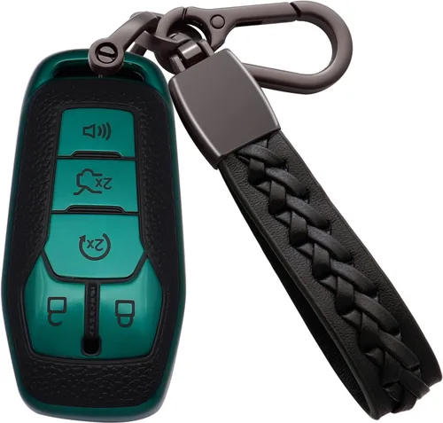 Miniatura 7 de Funda para llavero Ford de TPU suave con llavero de cuero, funda protectora completa, funda de llavero inteligente para Ford Lincoln MKZ MKC MKX