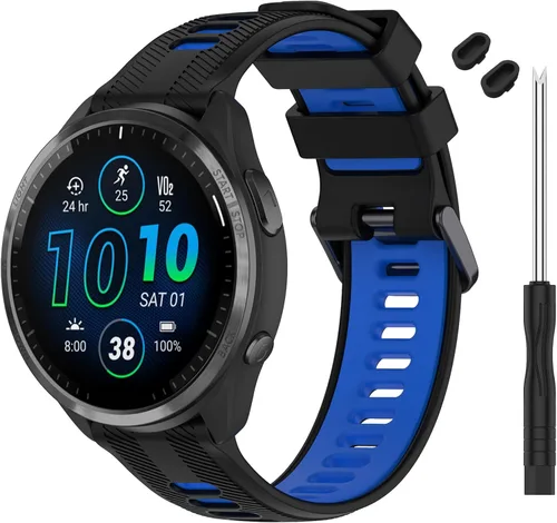 Miniatura 16 de Correa compatible con reloj Garmin Forerunner 965 – Correa de repuesto de silicona suave para reloj inteligente 965 para mujeres y hombres