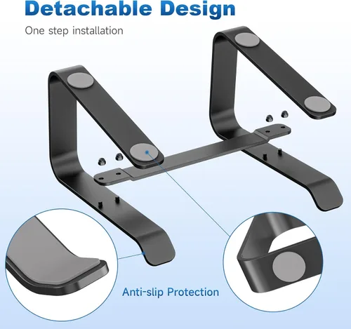 Miniatura 3 de suptek Soporte para computadora portátil de aluminio, soporte para computadora portátil ergonómico y desmontable para escritorio, elevador