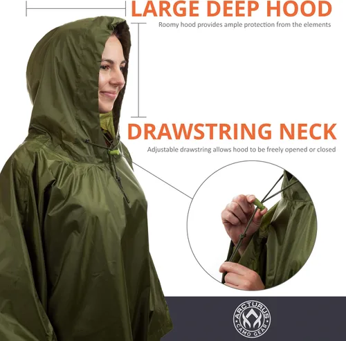 Miniatura 9 de Arcturus - Poncho ligero de nailon Ripstop con capucha ajustable
