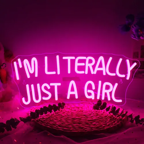 Lucunstar Letrero de neón "I'M Literally Just A Girl" en rosa, letrero LED, luz de neón LED rosa para decoración de pared, letrero iluminado para