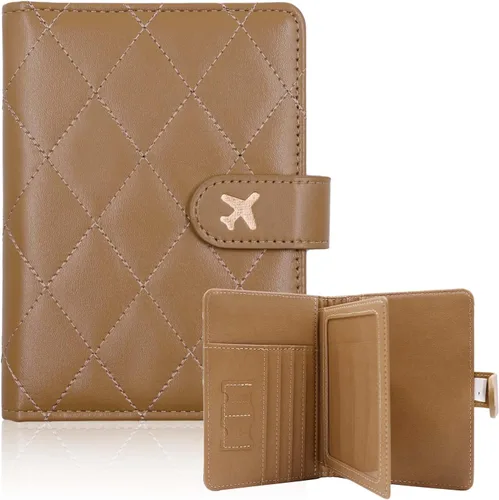 Miniatura 47 de Melsbrinna - Funda para pasaporte, ranuras para tarjetas, bonita funda para pasaporte para mujeres/hombres, resistente al agua con bloqueo RFID