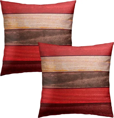 Miniatura 2 de Funda de almohada de madera de color rojo marrón de 18 x 18 pulgadas, fundas de almohada decorativas para el hogar, sofá y cama de 18 x 18 pulgadas