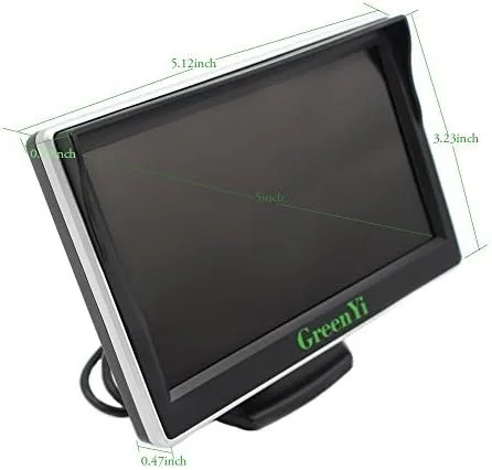 Miniatura 2 de Monitor de cámara de respaldo AHD 800x480 de 5 pulgadas, pantalla a color TFT LCD GreenYi-08, pantalla de dos entradas de video para cámara