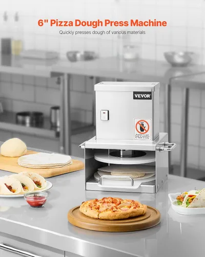 Miniatura 2 de VEVOR Máquina eléctrica de prensa de masa de pizza, placa de prensa de pastelería de pizza de 6 pulgadas, prensa de pan de acero inoxidable, máquina