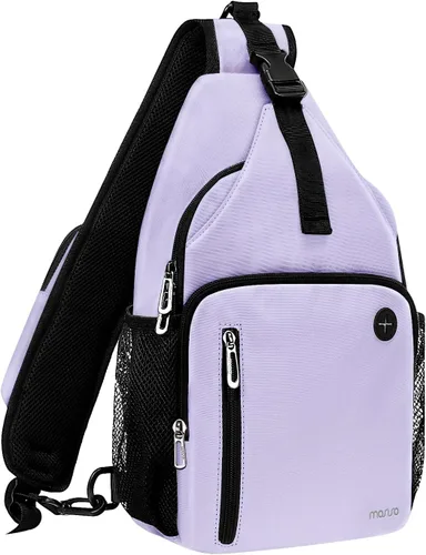 Miniatura 18 de MOSISO Mochila tipo bandolera, bolsa de hombro cruzada, bolsa de viaje para senderismo, bolsa de pecho con bolsillo frontal cuadrado y puerto