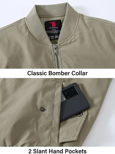 Miniatura 4 de BGOWATU - Chaqueta para hombre, impermeable, acolchada, tipo bomber, casual, para otoño e invierno, cálida y acolchada