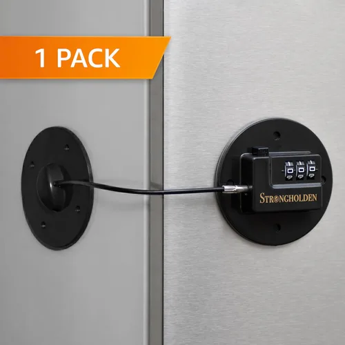 Miniatura 3 de Combinación de cerradura para refrigerador, a prueba de niños, bloqueo de congelador a prueba de niños, cuida a tu familia con cerraduras