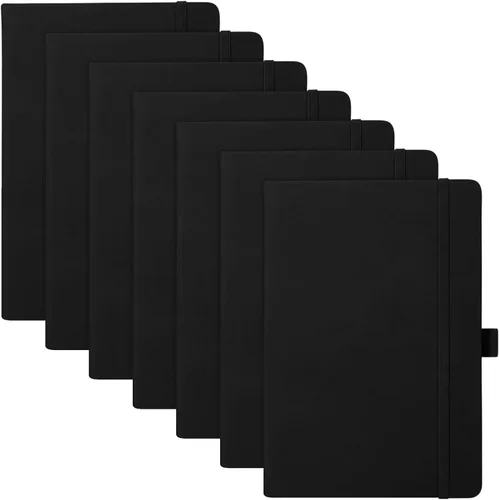 Laumoi 7 Pack Hardcover Journal Notebooks Bulk A5/A4/B5 Journaling Notebook Wide Ruled PU Leather Ruled Lined Journals with Pen Holder for School