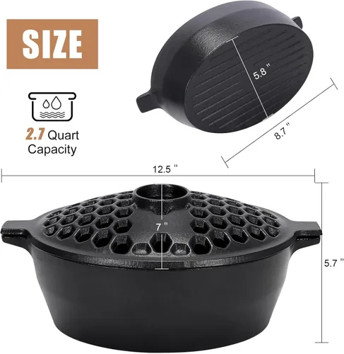 Miniatura 3 de G GOOD GAIN Vaporizador de estufa de leña, humidificador de estufa de hierro fundido con parte superior de apertura grande Olla ovalada