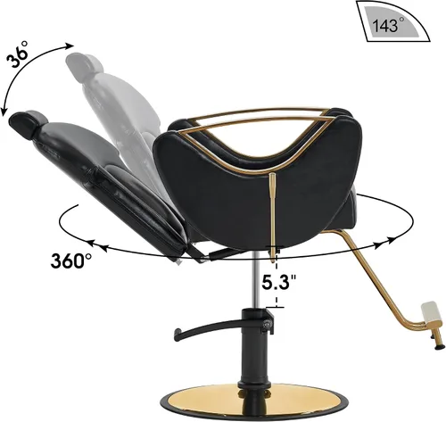 Miniatura 8 de BarberPub Silla de peluquero clásica de lujo Bomba hidráulica Recline Beauty Spa Styling Salon para equipo de estilista 9578 (negro)