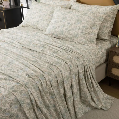 Miniatura 16 de FADFAY Juego de sábanas de lujo para cama individual, diseño clásico de damasco, estampado de cachemira dorada, juego de sábanas transpirables, 100%