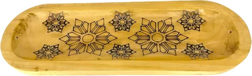 Miniatura 5 de Govinda - Quemador de incienso, soporte para cenizas de madera, hecho a mano, regalo moderno, decoración del hogar, tamaño 12 x 4 pulgadas, diseño 7