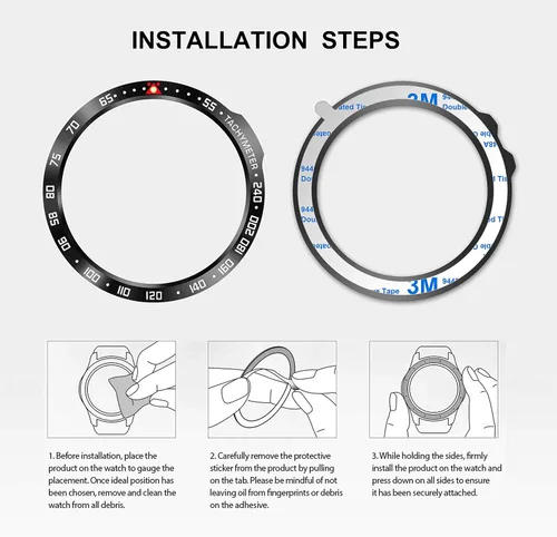 Miniatura 4 de Estilo de bisel compatible con Garmin Fenix 6/6 Pro Anillo de bisel de acero inoxidable Cubierta adhesiva anti arañazos y protector de colisión