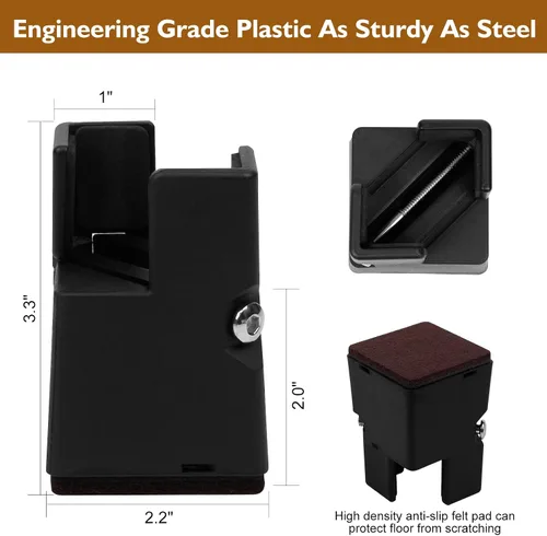 Miniatura 2 de Elevadores de cama de 2 pulgadas con abrazadera de tornillo ajustable, paquete de 4 elevadores de muebles resistentes, soporta hasta 5,000 libras