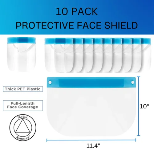 Miniatura 4 de Mystic Romance Paquete de 10 protectores faciales – Protección facial completa antivaho reutilizable – Equipo de seguridad transparente