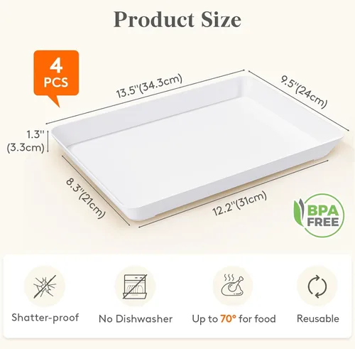 Miniatura 2 de Lifewit - 4 bandejas de servir para suministros de fiesta, plato de plástico reutilizable para servir alimentos para postres, aperitivos, frutas