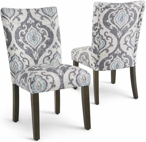 Miniatura 11 de Homepop Silla de comedor con detalle festoneado, sillas de comedor Parsons tapizadas, muebles decorativos para el hogar, tejido texturizado crema