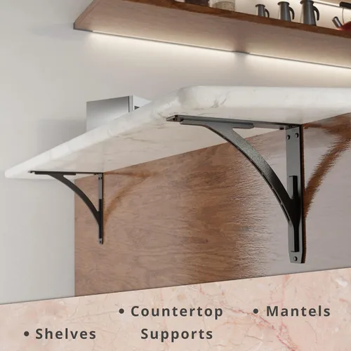 Miniatura 89 de Starby Charleston Soportes de acero resistente para repisa de chimenea, estante flotante, soporte de encimera, soldado a mano (paquete de 2)