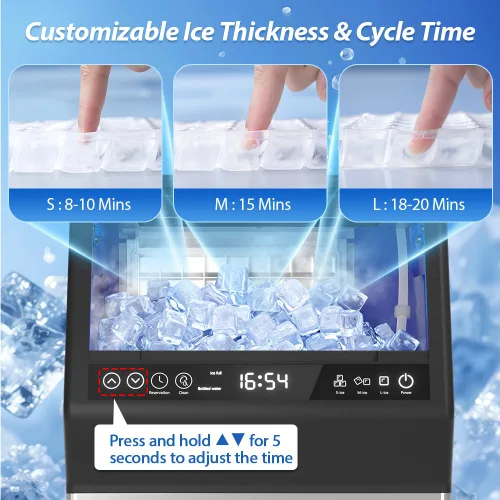 Miniatura 3 de Máquina de hielo comercial, 100 libras/24 horas debajo de la encimera/máquina de hielo independiente con entrada de agua de galón autocebante y agua
