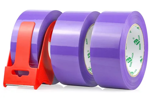 Miniatura 9 de BOMEI PACK Cinta de embalaje rosa con dispensador, 2.4 mil 1.88 pulgadas x 60 yardas, 6 rollos de repuesto de cinta de caja de color para mudanza