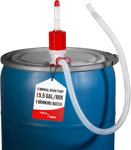 TERAPUMP - Bomba manual de tambor de supervivencia segura para alimentos, sin BPA, de alta velocidad, para agua potable, resistente (5 GPM)