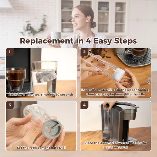 Miniatura 7 de Kit de inicio de reemplazo de filtro de agua de mango alto K2.0 para Keurig 2.0 con 3 cartuchos de filtro de agua de carbón