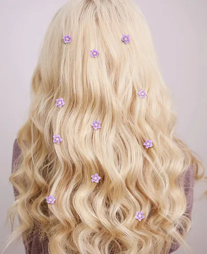 Miniatura 4 de Wecoe 20 accesorios decorativos para el cabello, pinzas pequeñas de lirio morado, lindas mini flores para niñas, niños pequeños, mujeres, bodas