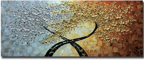 V-inspire Arte, 24 x 60 pulgadas, moderno, pintado a mano, 3D, arte abstracto, arte de pared, pinturas al óleo, decoraciones para sala de estar,