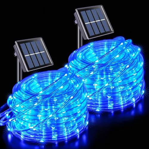 Miniatura 9 de JMEXSUSS - 100 luces LED solares de cuerda para exteriores, impermeables, 33 pies, luces solares para trampolín con clasificación IP65, 8 modos