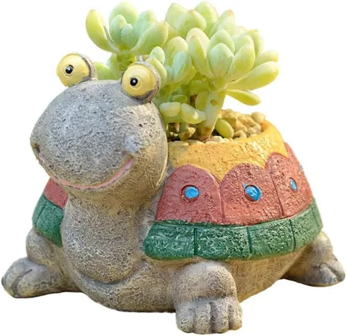 Miniatura 6 de Macetas de Suculentas de Tortuga Youfui - Maceta de Bonsái de Resina Hecha a Mano con Agujero de Drenaje, Maceta Mini para Suculentas, Decoración