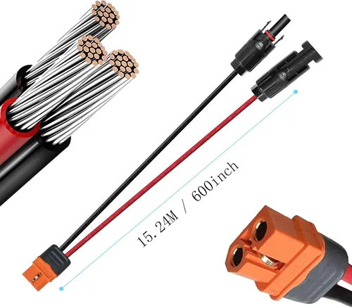 Miniatura 5 de Cable de carga solar, conector solar a XT60i, conector adaptador de conexión de panel solar, cable de extensión XT60i-F, cable de extensión de 12