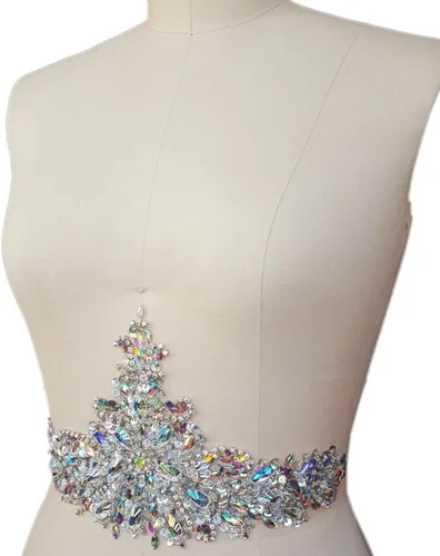 Miniatura 3 de Exquisitos parches de cristal brillantes hechos a mano de color AB para coser con piedras y lentejuelas para vestidos de novia, accesorios manuales