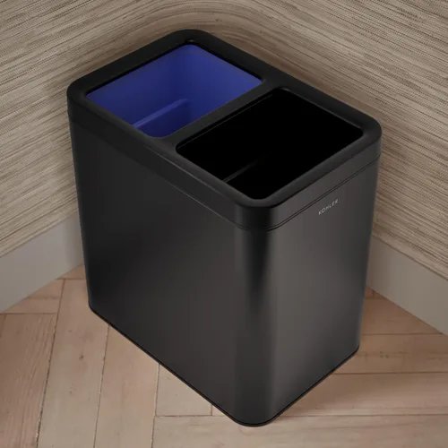 Miniatura 5 de KOHLER K-31315-BST - Bote de basura de dos compartimentos con tapa abierta de 22 litros, acero inoxidable negro