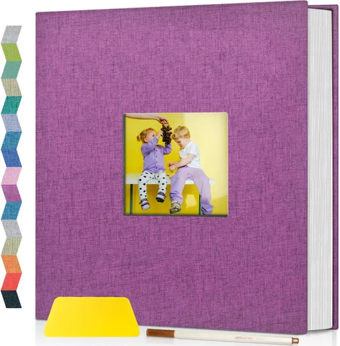 Miniatura 19 de popotop Álbum de fotos autoadhesivo con ventana de visualización de imágenes, kit de suministros de scrapbooking DIY de 40 páginas para fotos de 4x6