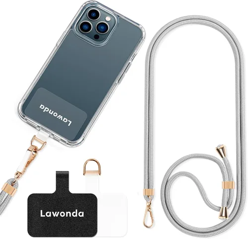 Miniatura 10 de Cordón universal cruzado para teléfono celular, cordón ajustable antirrobo para el cuello para iPhone 17 Pro Max, 2 parches de teléfono, Rosa
