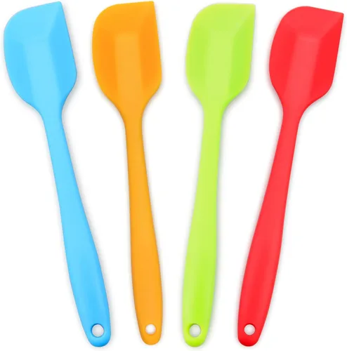 Juego de espátulas de silicona de 4 piezas, espátulas resistentes al calor, espátulas de goma antiadherentes con núcleo de acero inoxidable