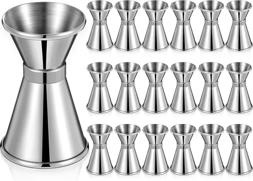 Amyhill Jigger de barra doble de 1/2 y 1 onza de acero inoxidable para coctel, vaso de licor, suministros de camarero para bar, barman fiesta