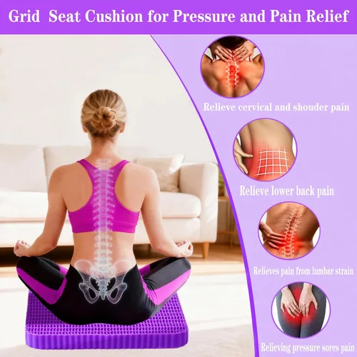 Miniatura 4 de Cojín de asiento de gel con líneas onduladas para sentarse durante mucho tiempo, cojín de asiento suave y refrescante para silla de oficina, silla