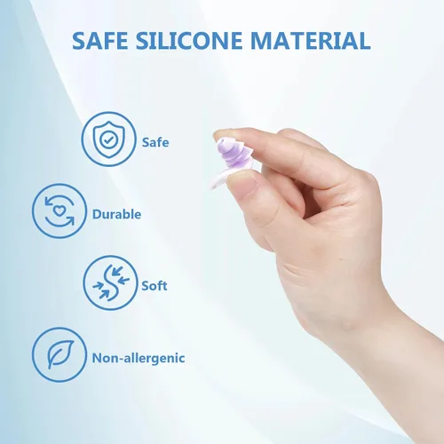 Miniatura 5 de Tapones reutilizables para los oídos de natación con clips para la nariz, 2 pares de tapones de silicona para los oídos para adultos, surf acuático