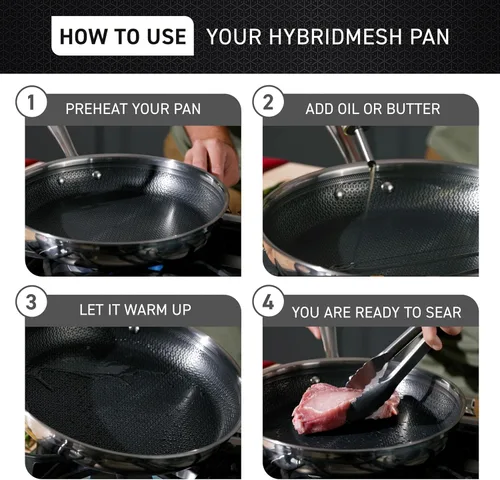 Miniatura 4 de T-fal HybridMesh - Juego de utensilios de cocina de 3 piezas de acero inoxidable de tres capas, 8, 10.25, 12 pulgadas, apto para horno de inducción