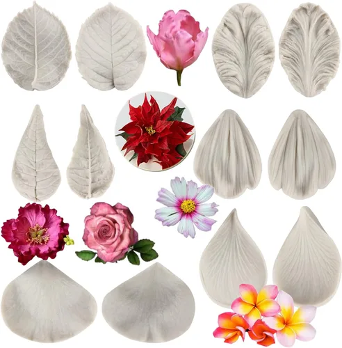 Miniatura 17 de Sijiangmold Molde de silicona para veteado de flores de goma para fondant, moldes de pasta de goma, molde de flores de peonía, moldes de orquídea