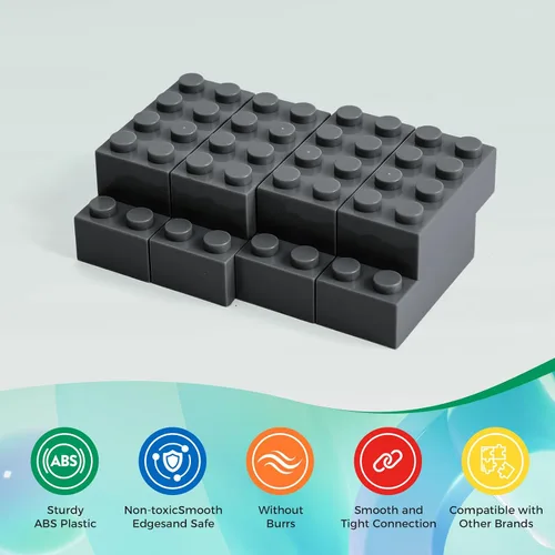 Miniatura 3 de HUIZDQ 200 ladrillos de construcción clásicos, ladrillos a granel de 2 x 4, juguetes de construcción creativos STEM, gris oscuro