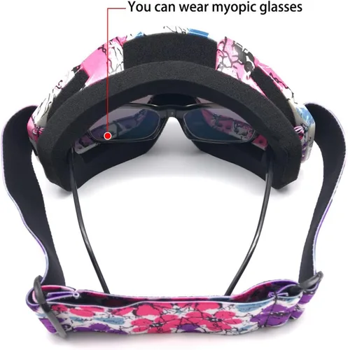 Miniatura 4 de Gafas para Dirt Bike, Gafas de Motocicleta ATV UTV MX OTG Accesorios & Gafas Anti Niebla para Esquí, Carreras de Esquí Dirtbike Marco rosa camuflaje