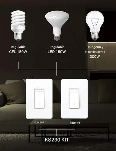 Miniatura 5 de Kasa Smart Kit de interruptor regulador de 3 vías, interruptor de luz regulable compatible con Alexa, Google Assistant y SmartThings, requiere cable