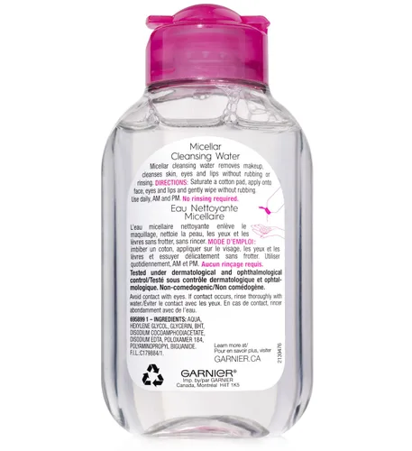 Miniatura 10 de Agua micelar limpiadora Garnier, desmaquillante todo en uno y limpiador facial, para todo tipo de piel, 3.4 onzas líquidas (100mL), 1 unidad