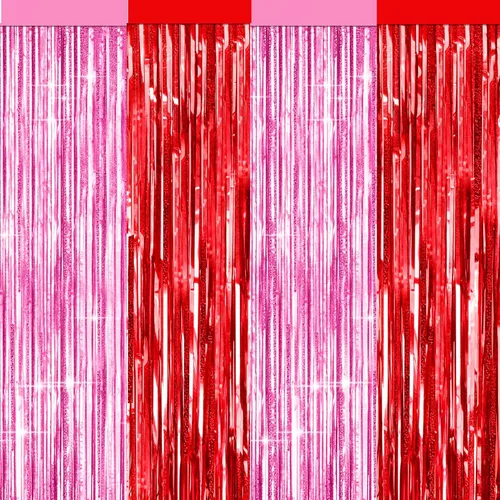 Miniatura 15 de Paquete de 4 cortinas de flecos de papel de aluminio negro, fondo de oropel metálico con purpurina para cumpleaños, bodas, despedidas de soltera