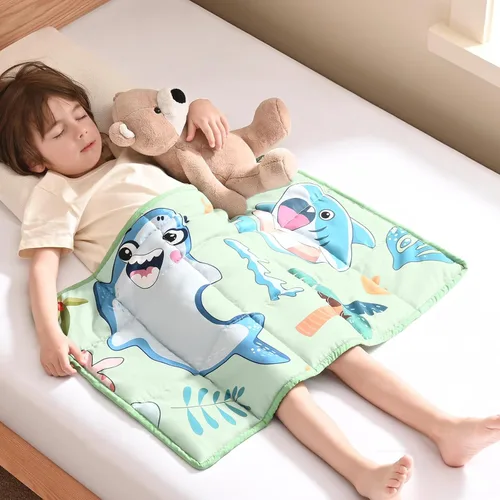 Miniatura 33 de anfie - Manta con peso para niños (40 x 60 pulgadas, 7 lb), manta refrescante para dormir, tamaño de manta ligera, transpirable, con cuentas de Gris