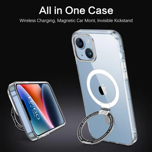 Miniatura 5 de DUEDUE Funda magnética para iPhone 14, funda para iPhone 13 con soporte invisible [compatible con Magsafe], funda protectora de cuerpo completo